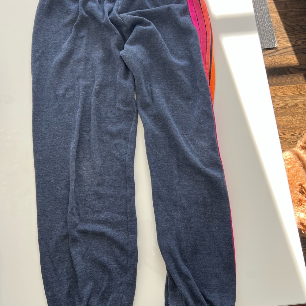 Aviator Nation Kids Joggers with Pink and Orange Stripes